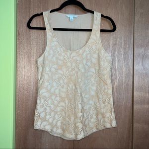 Banana Republic Sleeveless Beige Floral Lace Blouse Tank Top • Small